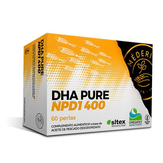 Dha pure NPD1 400 complemento alimenticio a base de aceite de pescado desodorizado y libre de ácido fitánico