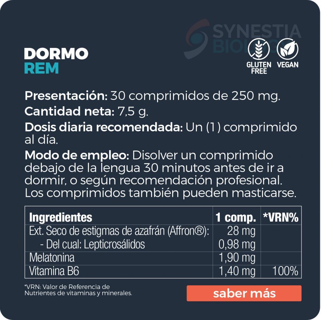 DORMO REM 60 COMPRIMIDOS SYNESTIA - Imagen 2