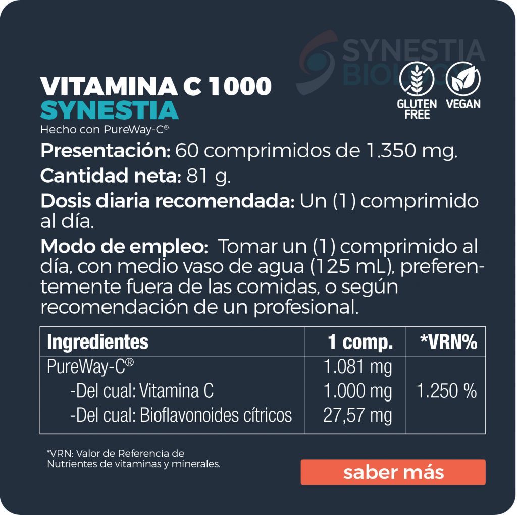 VITAMINA C 1000 60 COMPRIMIDOS SYNESTIA - Imagen 2